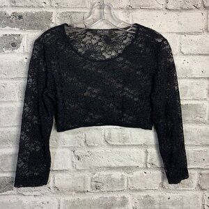 Red Coral Collections Black Sheer Lace Crop Top